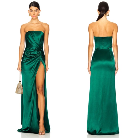 NWT Sau Lee Hera Gown Emerald Green - Picture 1 of 12